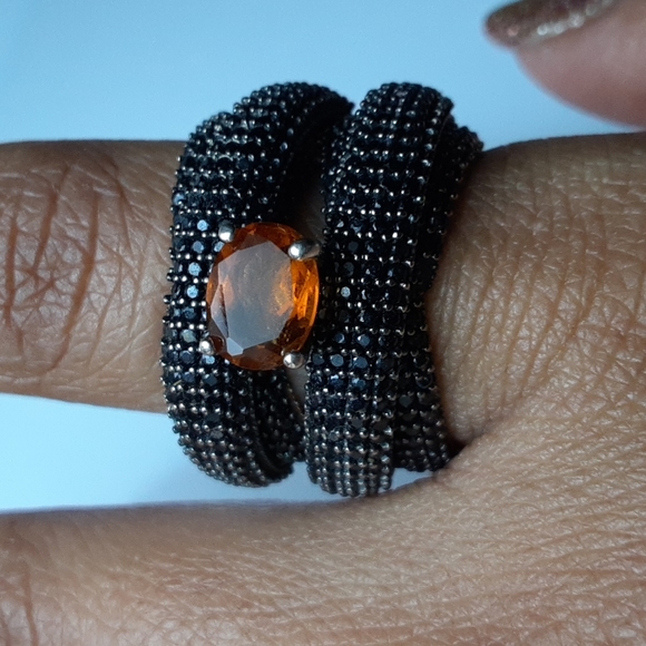 925 Genuine Madeira Citrine and Natural Black Spinel. PRICE IS FIRM. - Picture 6 of 16